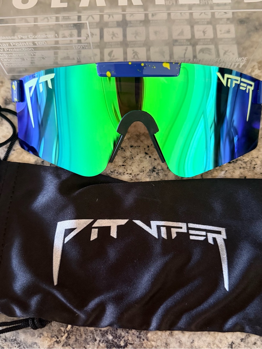 Pit Viper Shield Sunglasses - Green/Blue Mirrored Lens